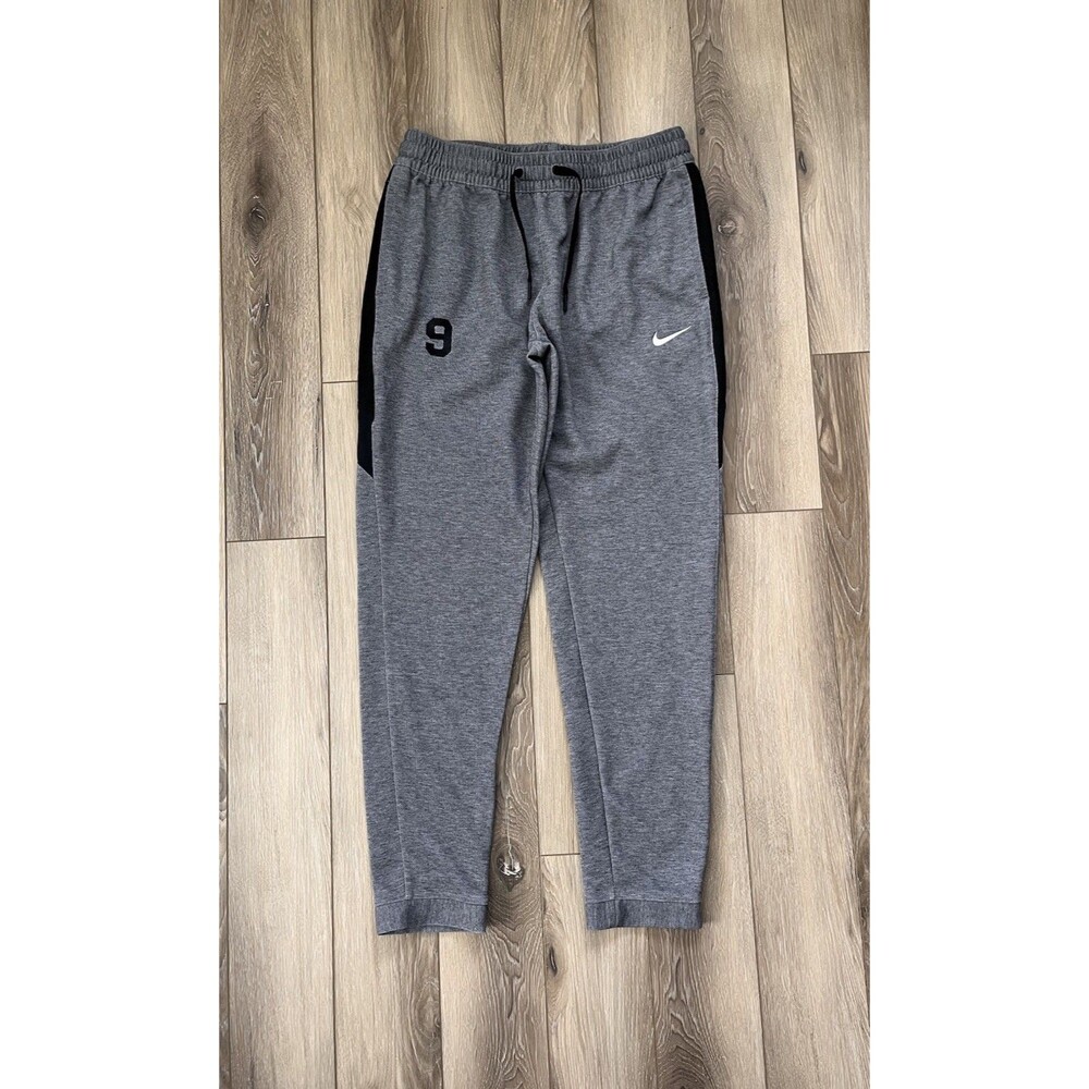 Nike Dri-Fit Gray Athletic Jogger Sweatpants Mens Sz Large #9 Embroidered